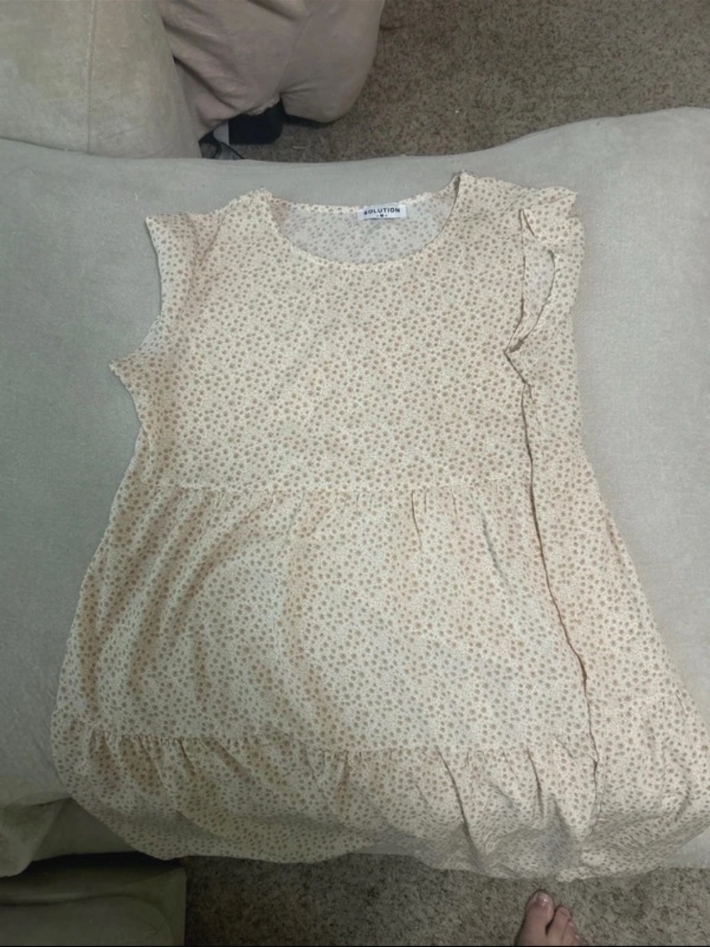 Midi Dress in Soft Cream Floral